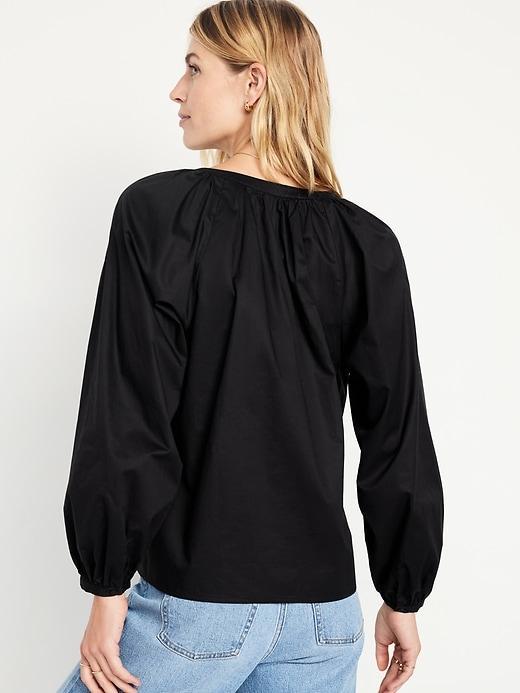 Long-Sleeve Split-Neck Top Product Image