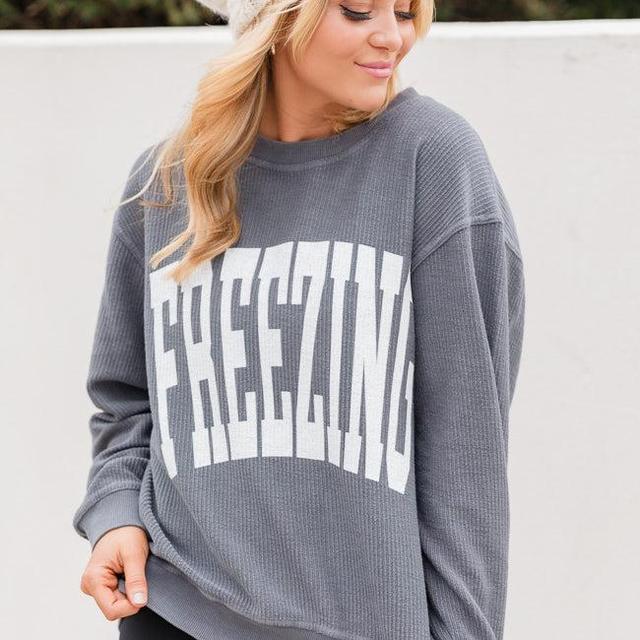 Freezing Charcoal Corded Graphic Sweatshirt Product Image