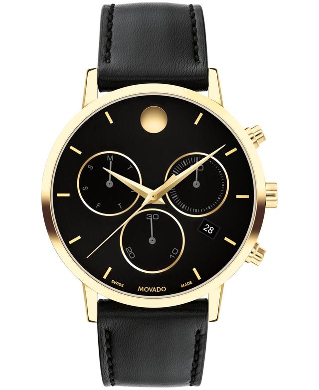 Men's Movado MuseumÂ® Classic Gold-Tone PVD Chronograph Strap Watch with Black Dial and Date Window (Model: 0607779) Product Image