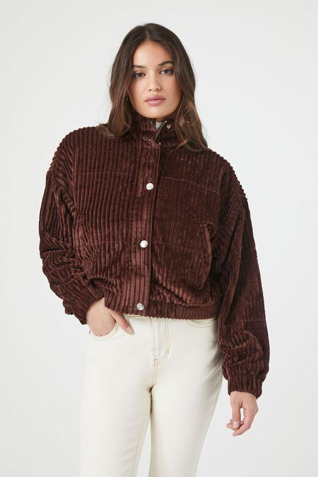 Ribbed Cropped Bomber Jacket | Forever 21 Product Image