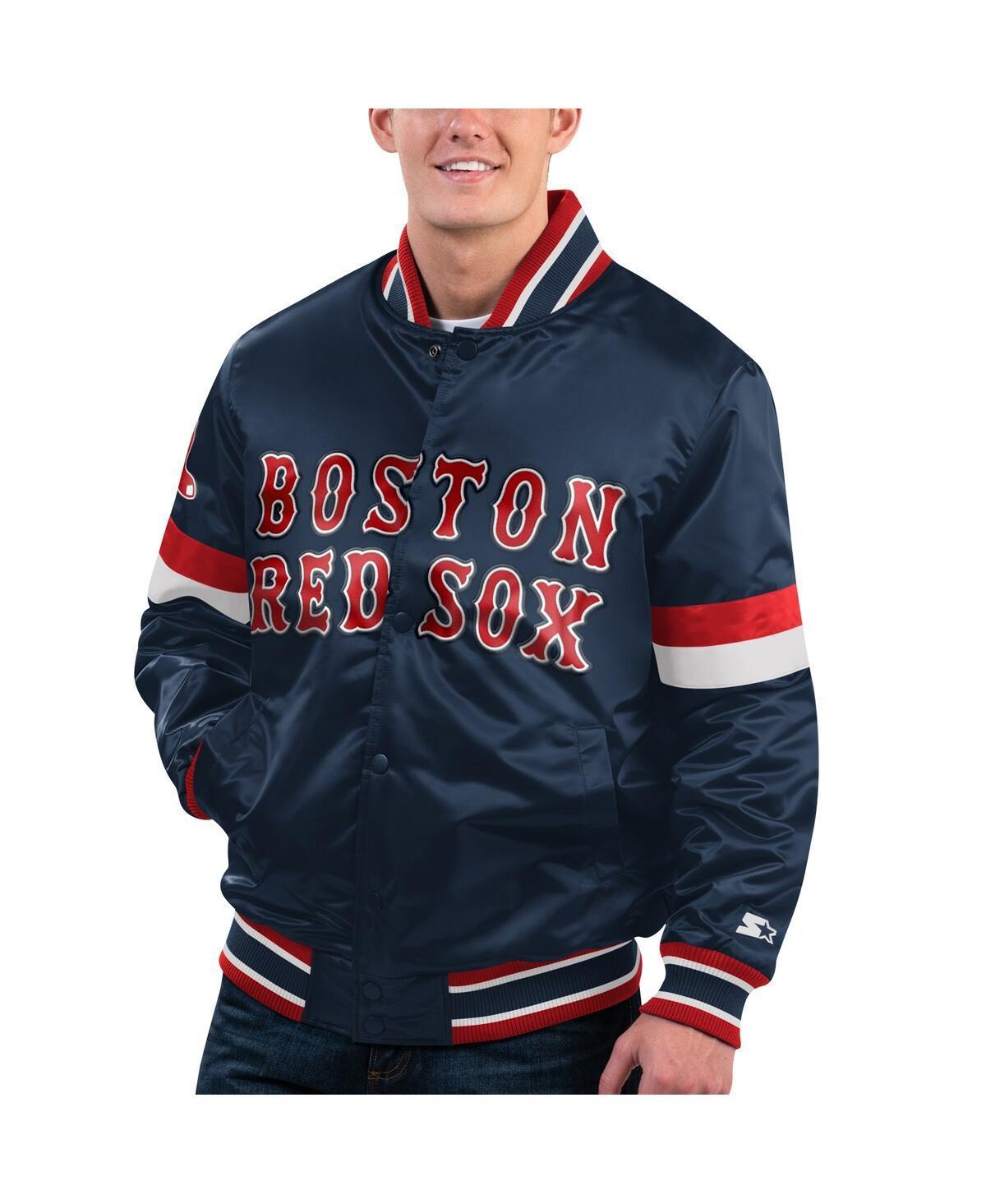 Mens Starter Boston Red Sox Home Game Satin Full-Snap Varsity Jacket Blue Product Image