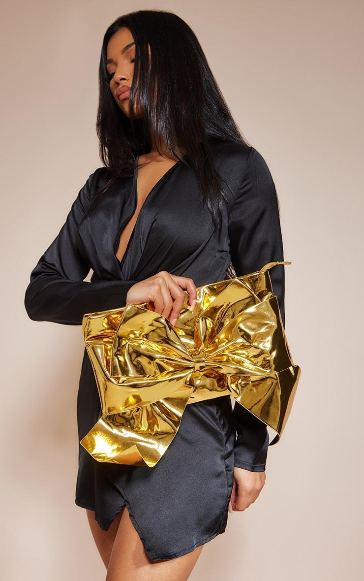 Gold Metallic Oversized Bow Clutch Bag product image