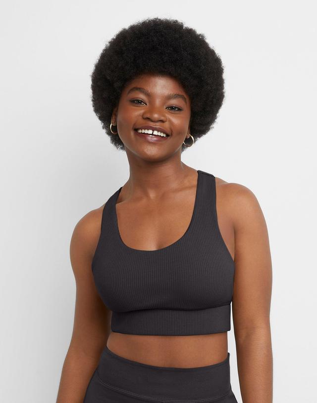 Hanes Womens Longline Racerback Sports Bra, Moderate Support Black XS Product Image