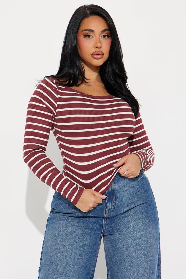 Skye Long Sleeve Striped  Top - Wine/combo Product Image