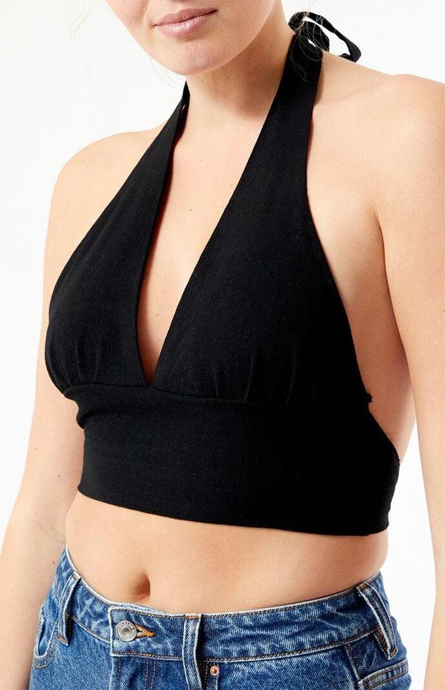 Women's Open Back Linen Halter Top Product Image