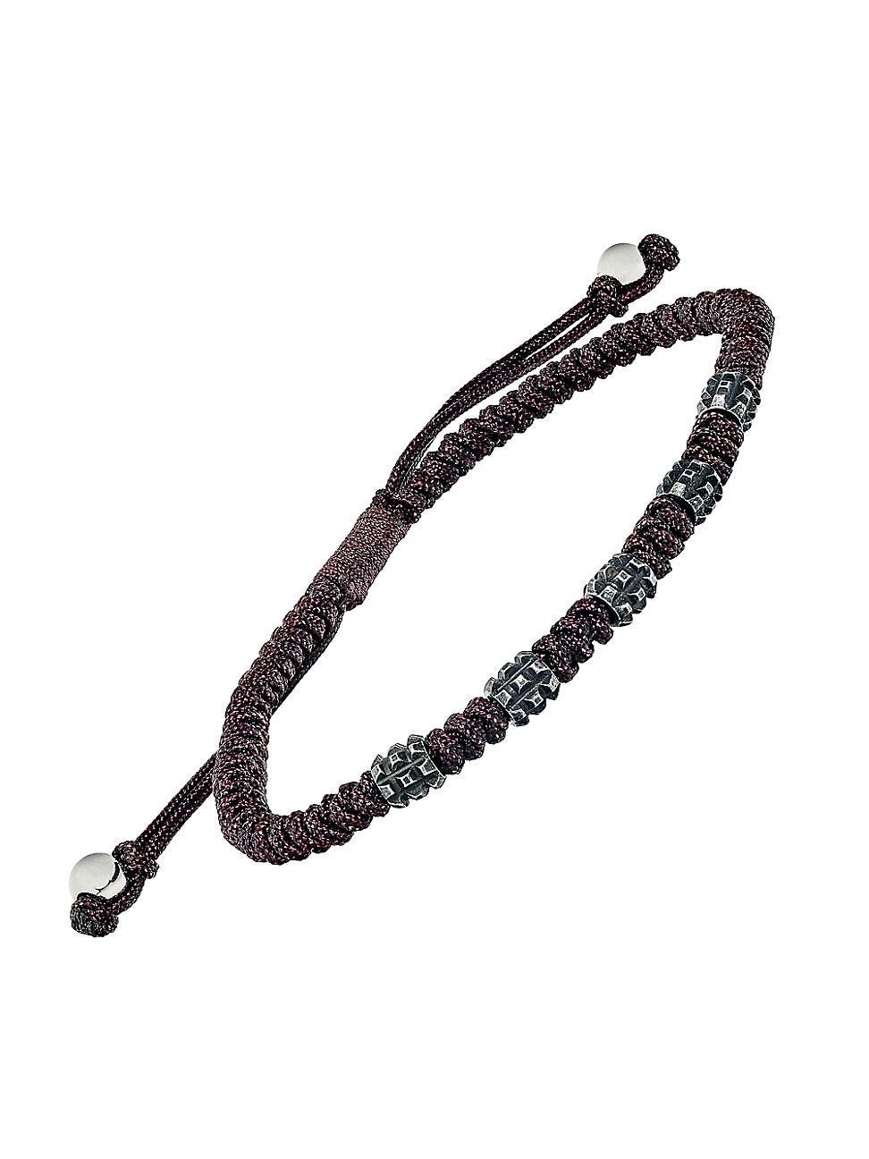 Mens Stainless Steel & Nylon Cord Pull Bracelet Product Image