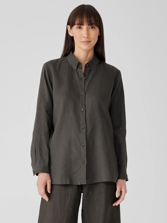 EILEEN FISHER Organic Handkerchief Linen Classic Collar Shirtfemale Product Image