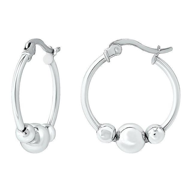 Aleure Precioso Sterling Silver Graduated Beads Hoop Earrings, Womens, Silver Tone Product Image