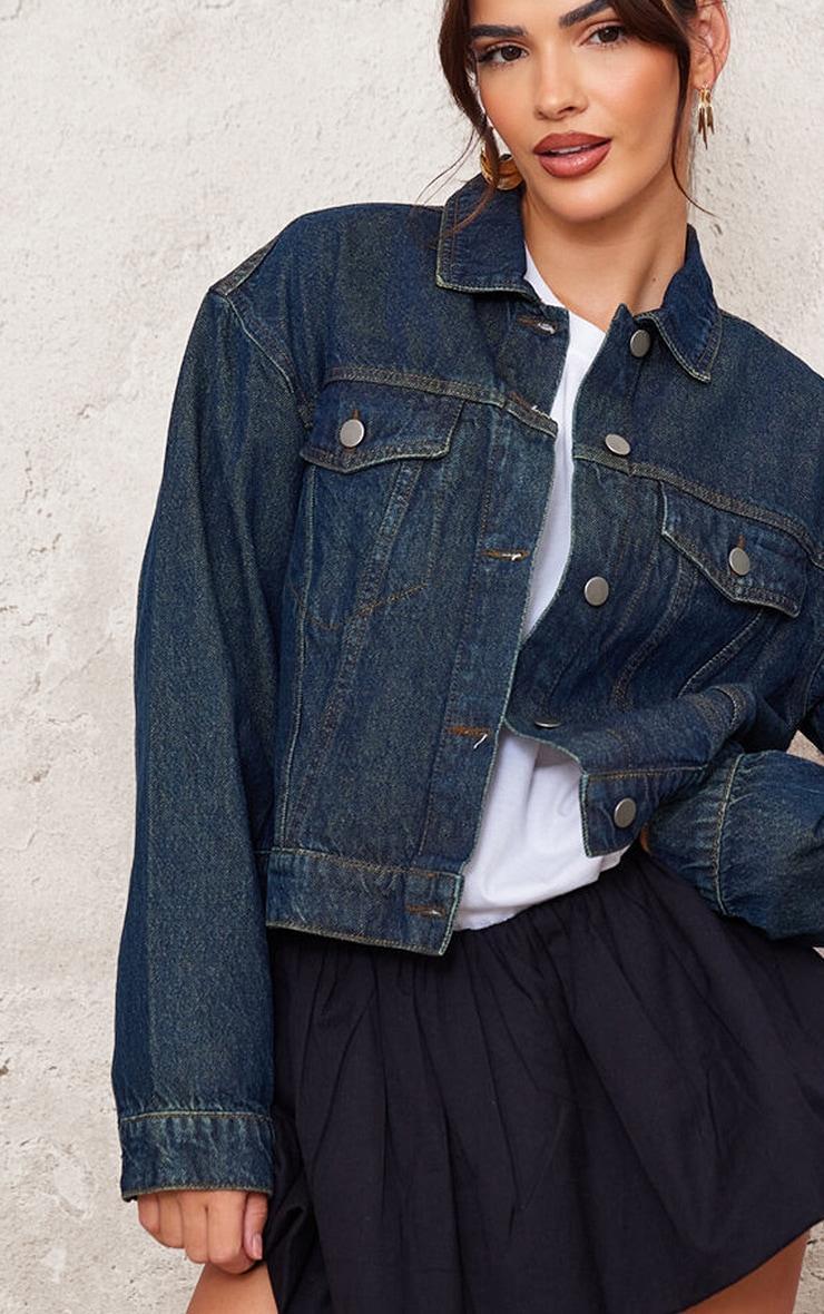 Raw Indigo Wash Oversized Fit Denim Jacket Product Image