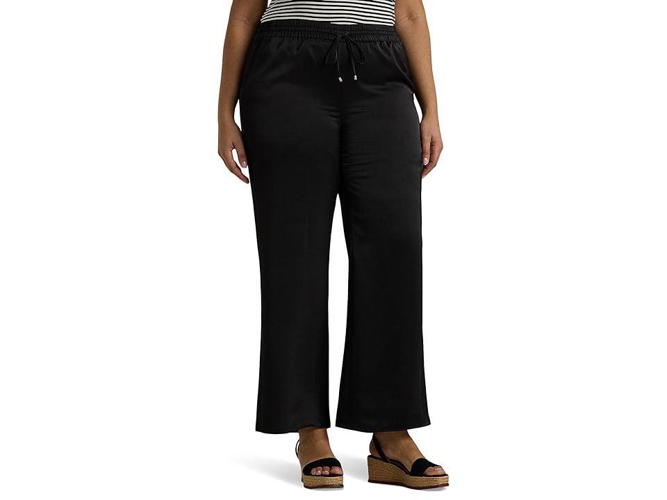 LAUREN Ralph Lauren Plus-Size Satin Charmeuse Wide-Leg Pant Women's Clothing Product Image