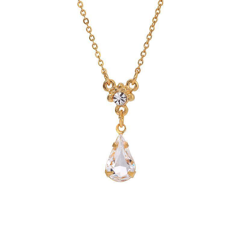 1928 Gold Tone Teardrop Crystal Necklace, Womens Product Image