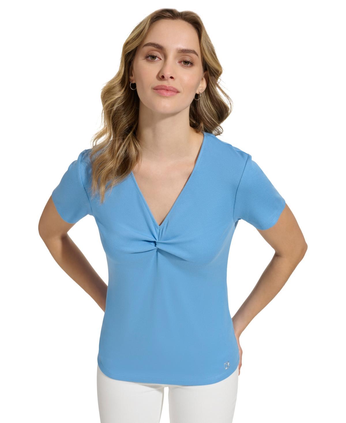 Calvin Klein Womens Twist Front V-Neck T-Shirt Product Image