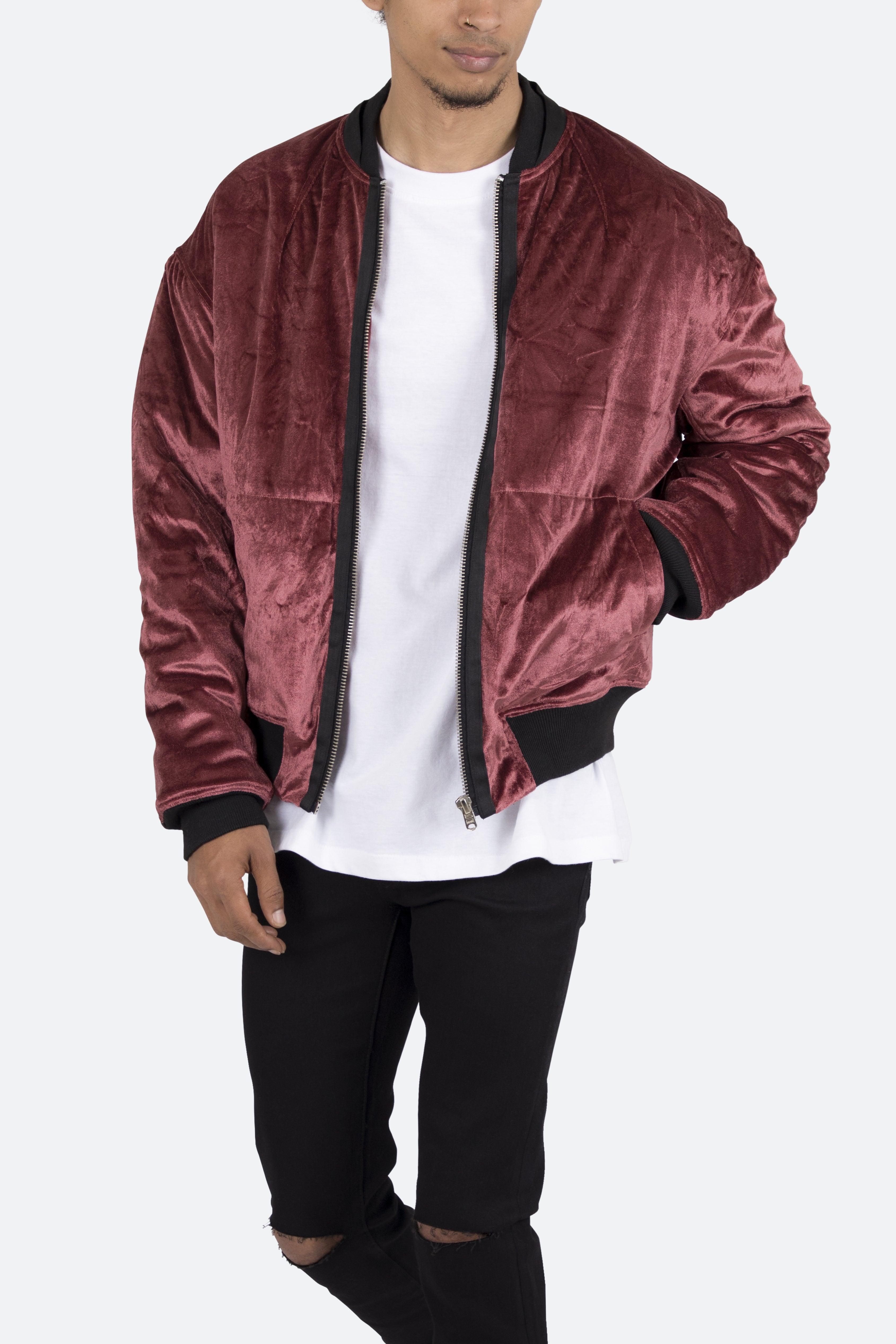 Velour Bomber Jacket - Burgundy product image