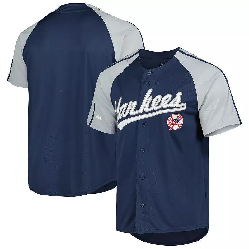 Mens Stitches New York Yankees Button-Down Raglan Fashion Jersey Blue Product Image