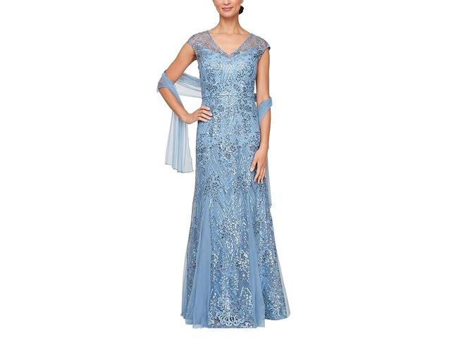 Alex Evenings Sequin Embroidered Evening Gown Product Image