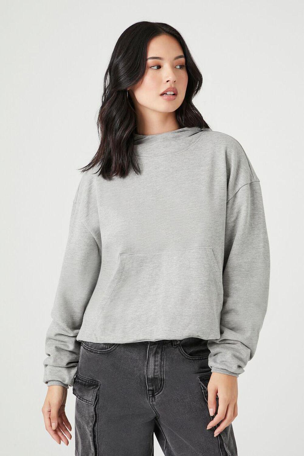 French Terry Drop-Sleeve Hoodie | Forever 21 Product Image