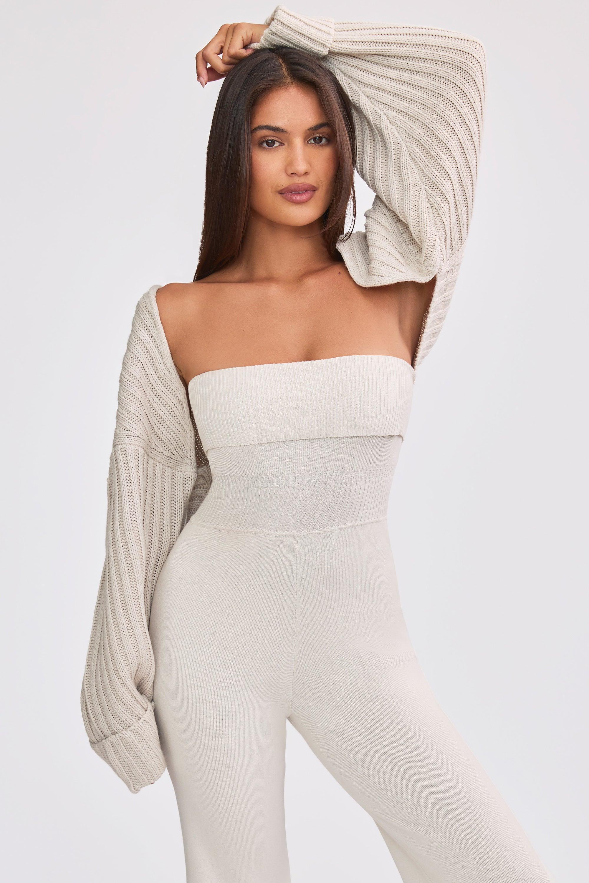 Oversized Chunky Knit Shrug in Cream Product Image