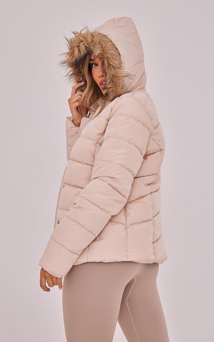 Stone Quilted Mara Faux Fur Hooded Puffer Jacket Product Image