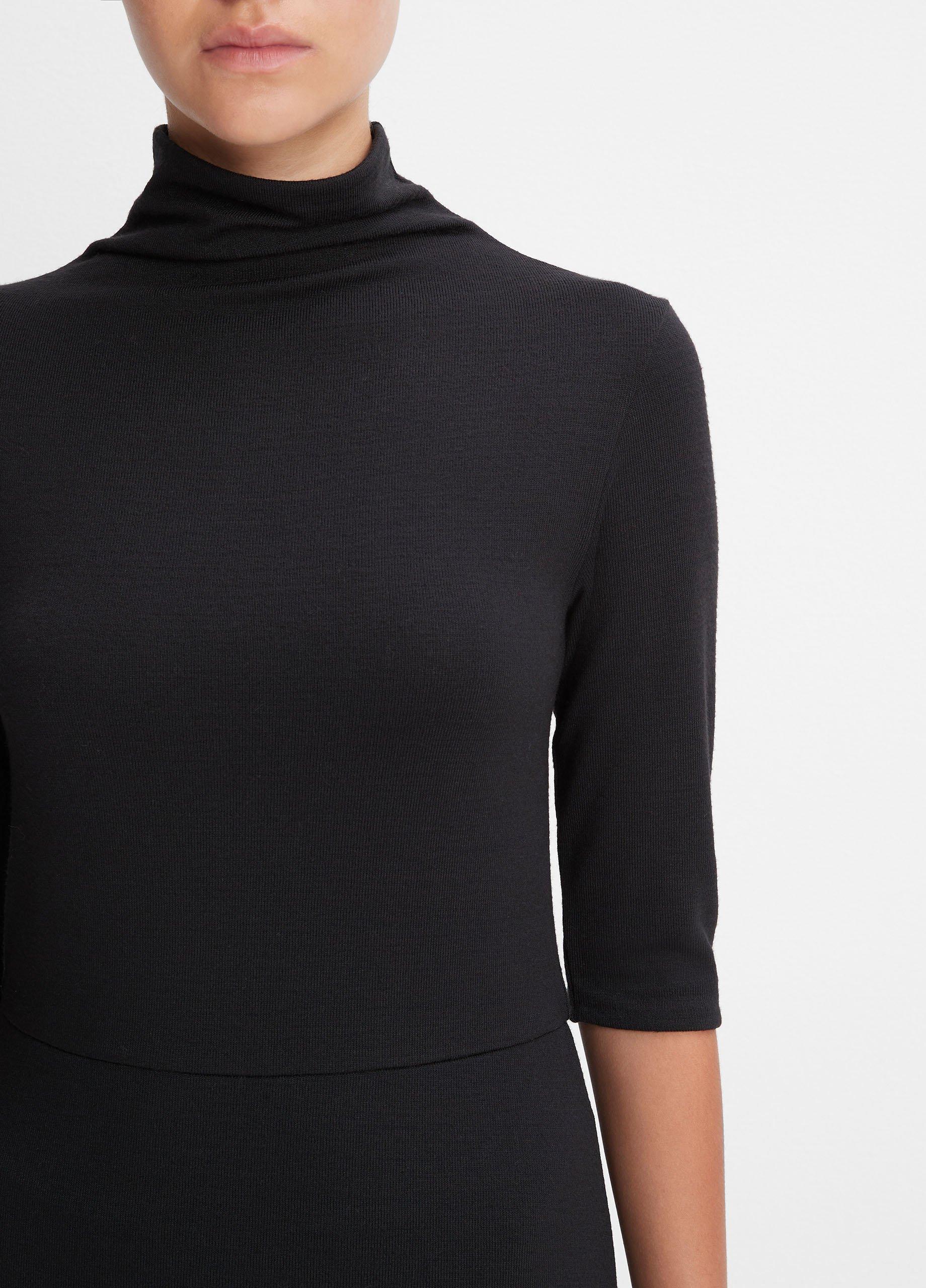 Elbow-Sleeve Turtleneck Dress Product Image