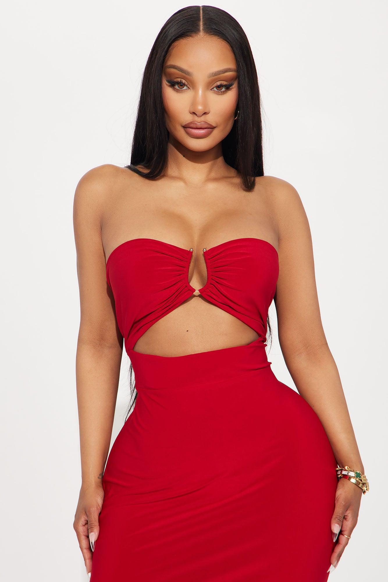 Janie Strapless Maxi Dress - Red Product Image