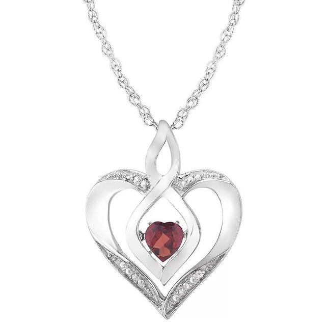 Sterling Silver Gemstone & Diamond Accent Heart Pendant Necklace, Womens Peridot Product Image