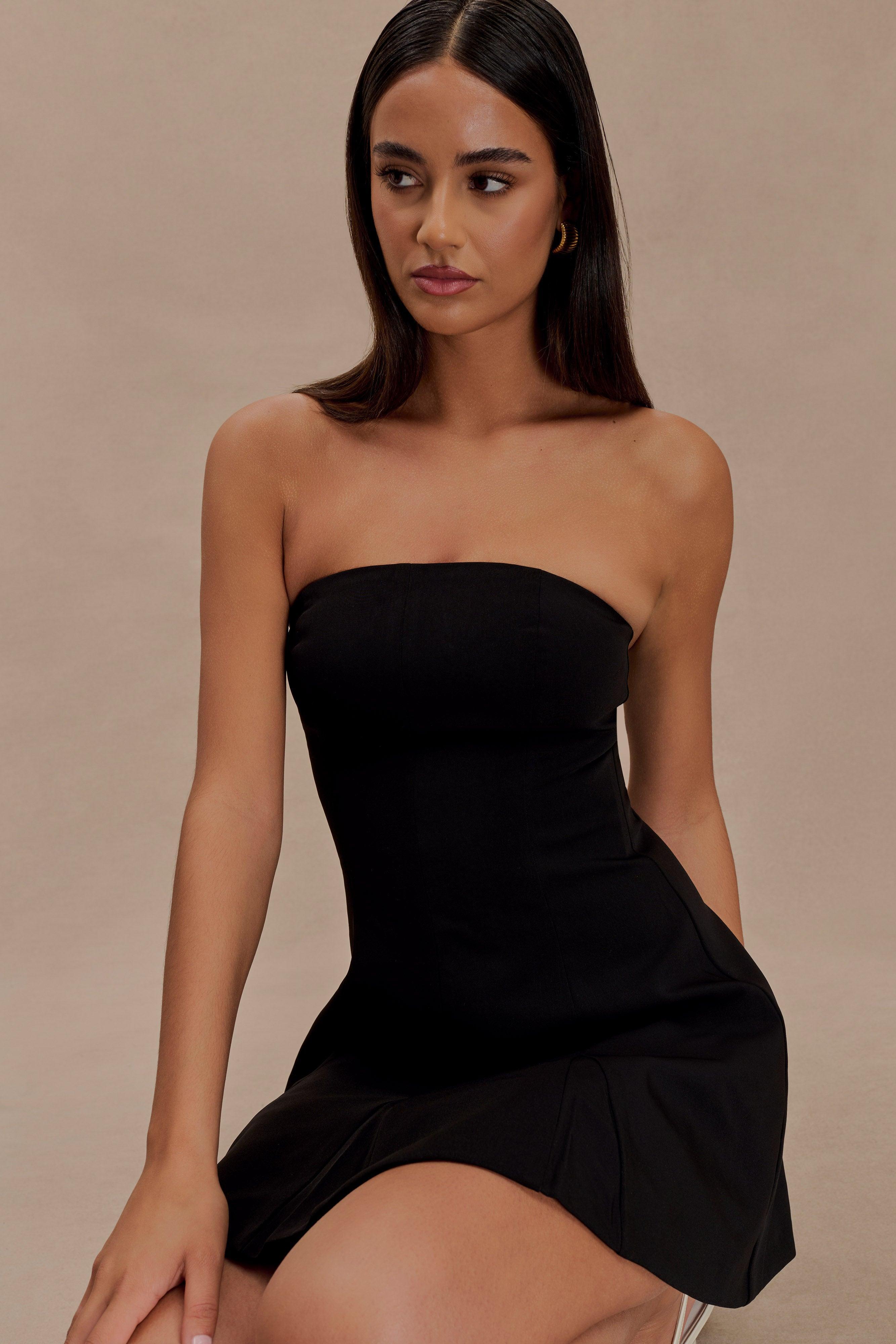 Indiana Strapless Suiting Mini Dress - Black Product Image