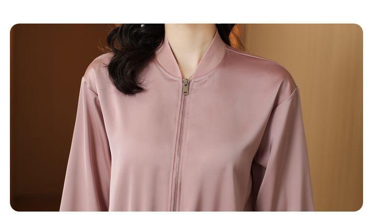 Plain Zip Bomber Jacket Product Image