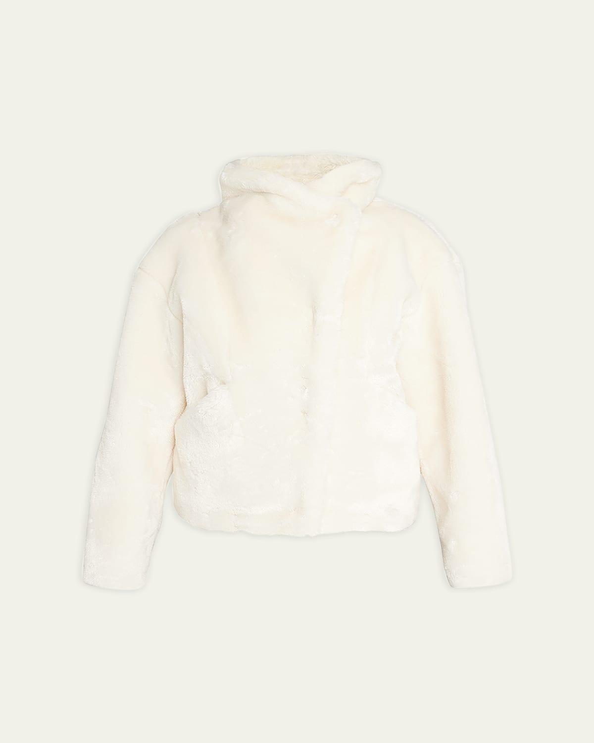 Womens Faux Fur Moto Jacket - Off White - Size Small - Off White - Size Small Product Image