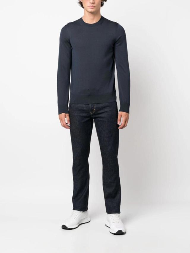 Wool Crew-neck Jumper In Blue Product Image