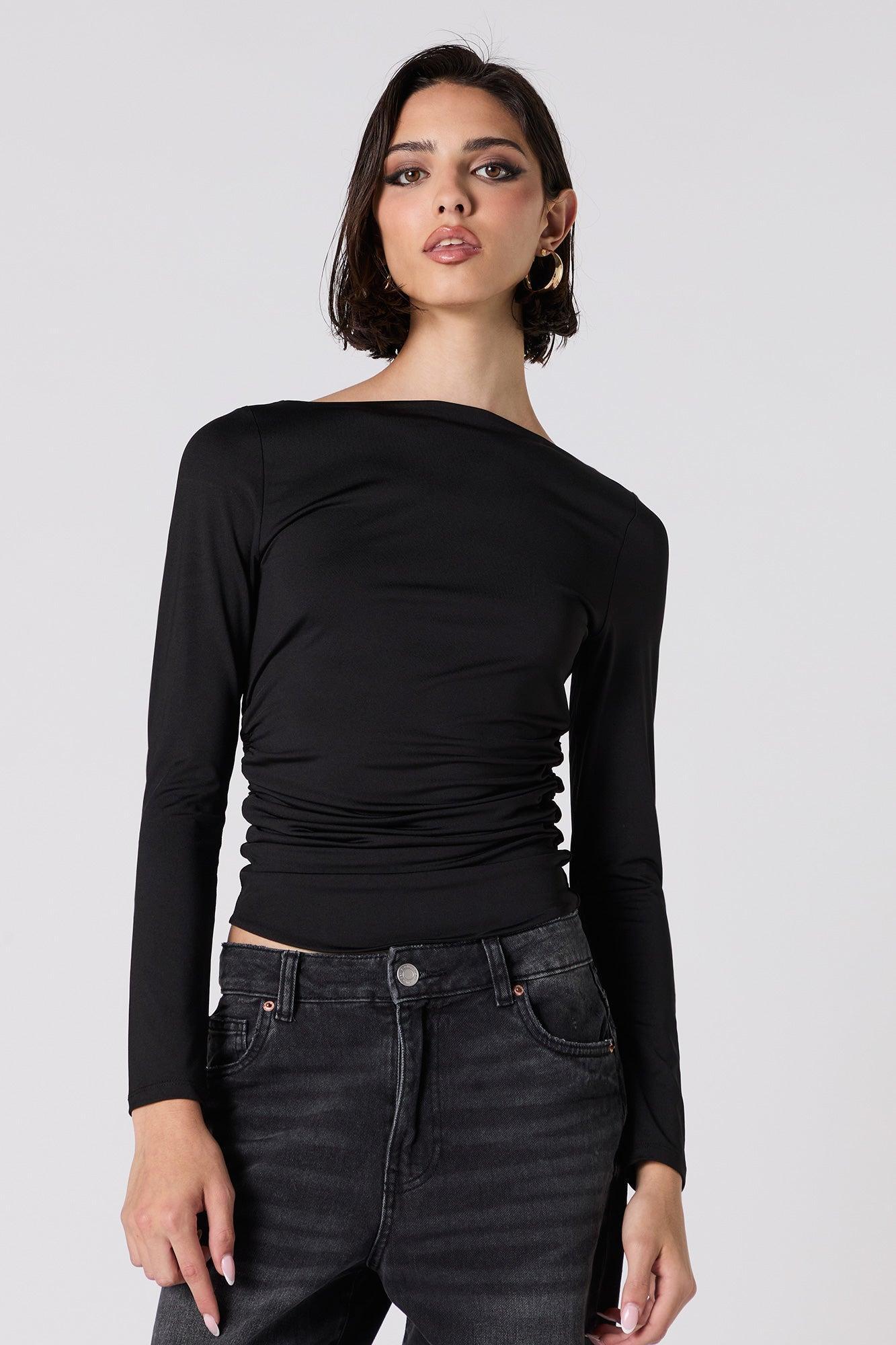 Contour Boat Neck Ruched Long Sleeve Top Female Product Image