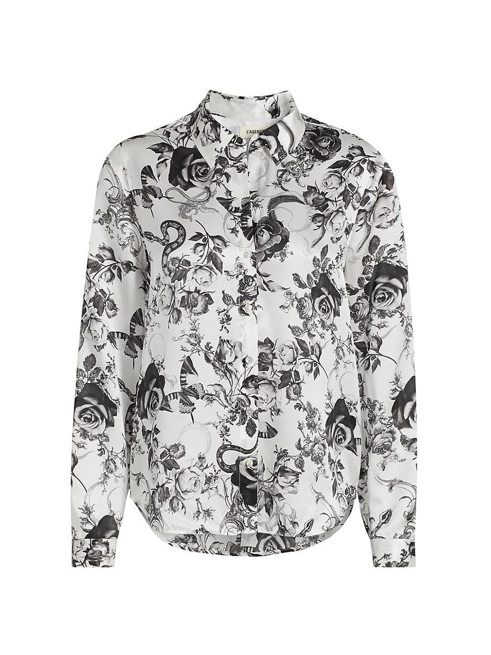 Womens Tyler Floral Silk Button-Front Blouse Product Image