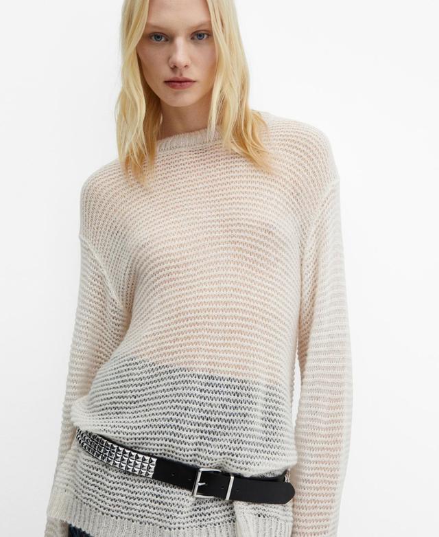 Mango Womens Semi-Transparent Knitted Sweater Product Image