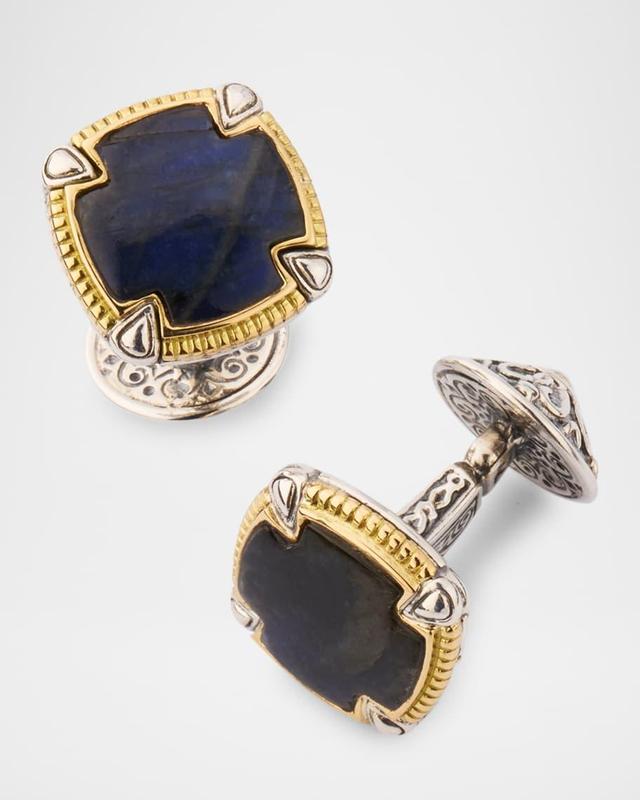 Men's Sterling Silver and 18K Gold Labradorite Cufflinks Product Image