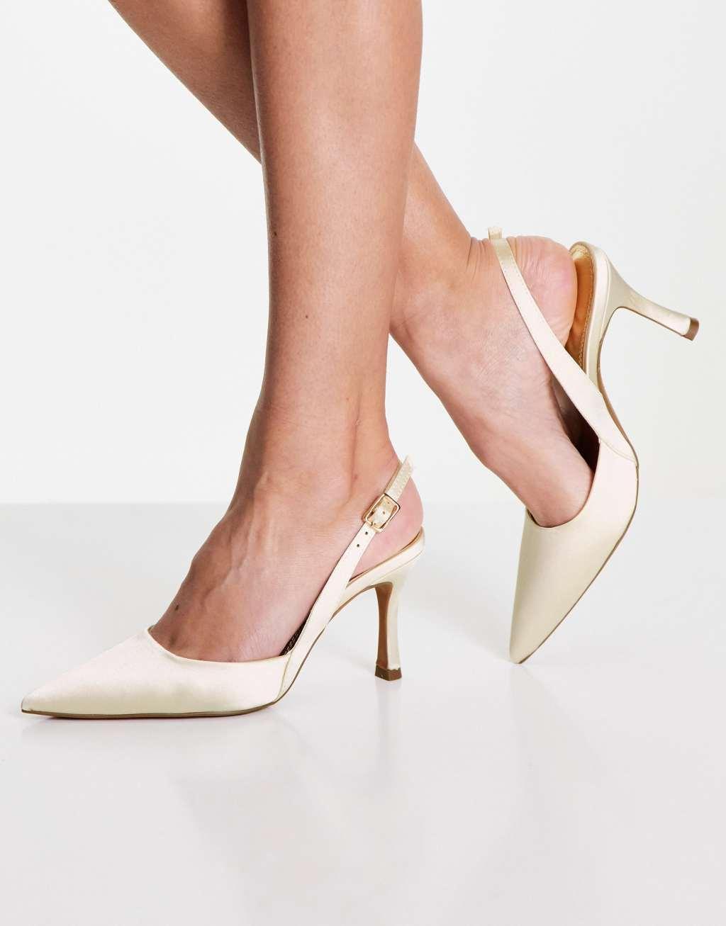 ASOS DESIGN Samber slingback stiletto heels in ivory product image