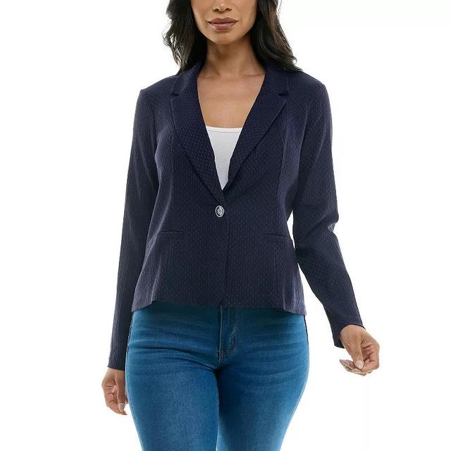 Womens Nina Leonard Cropped Stripe Blazer Blue Product Image