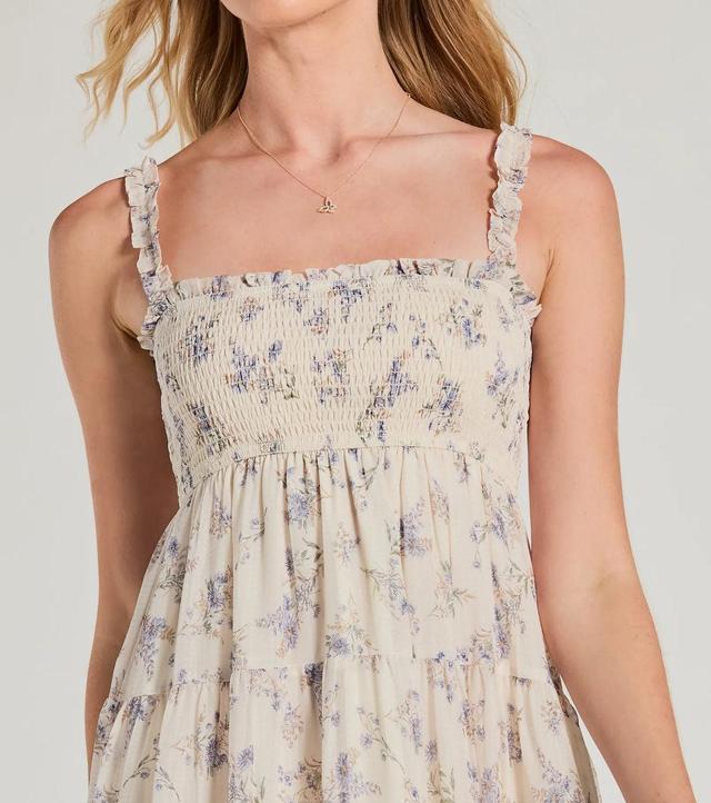 Effortless Love Ruffled Floral Chiffon Midi Dress Product Image