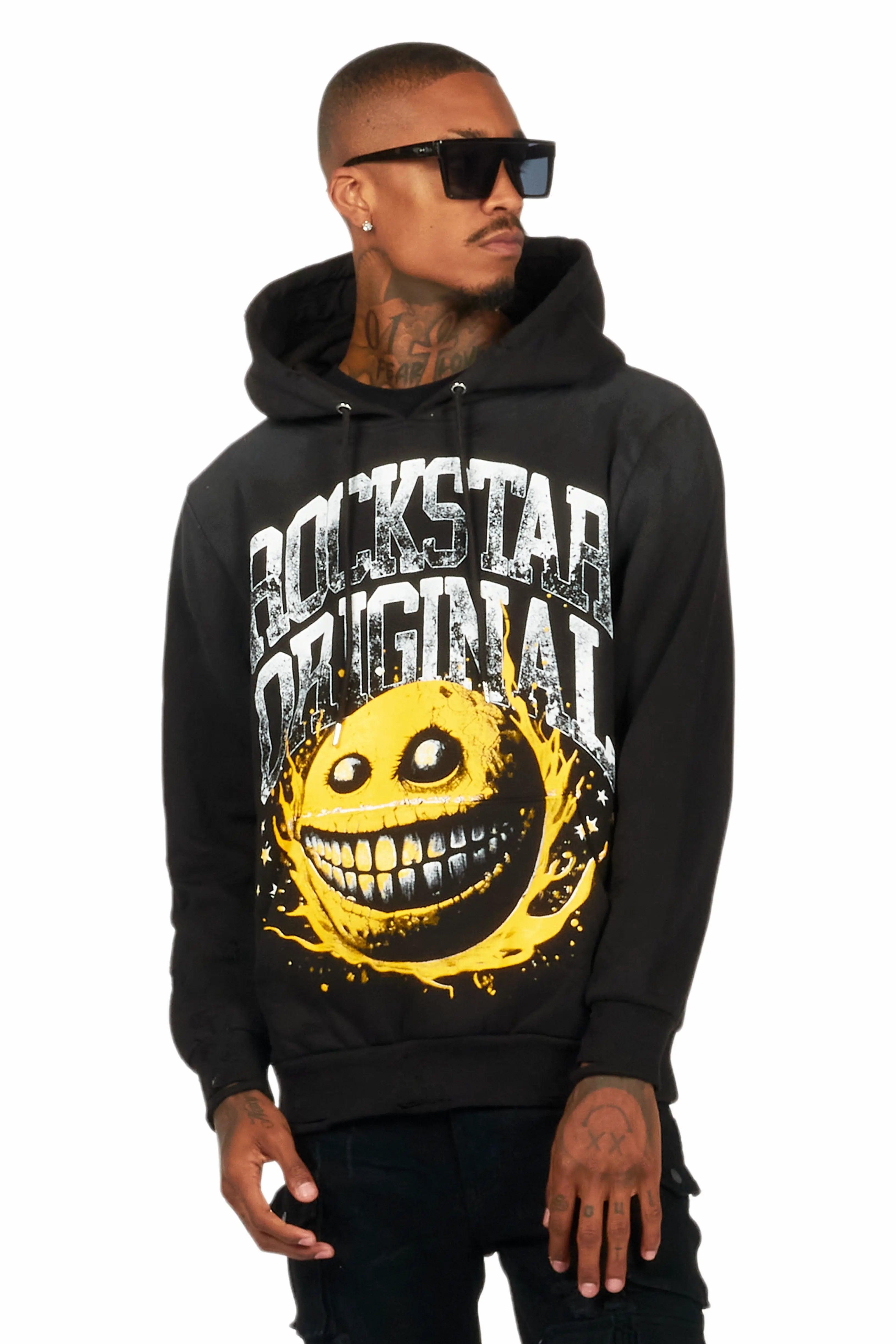 Chuffed Black Graphic Hoodie Male Product Image