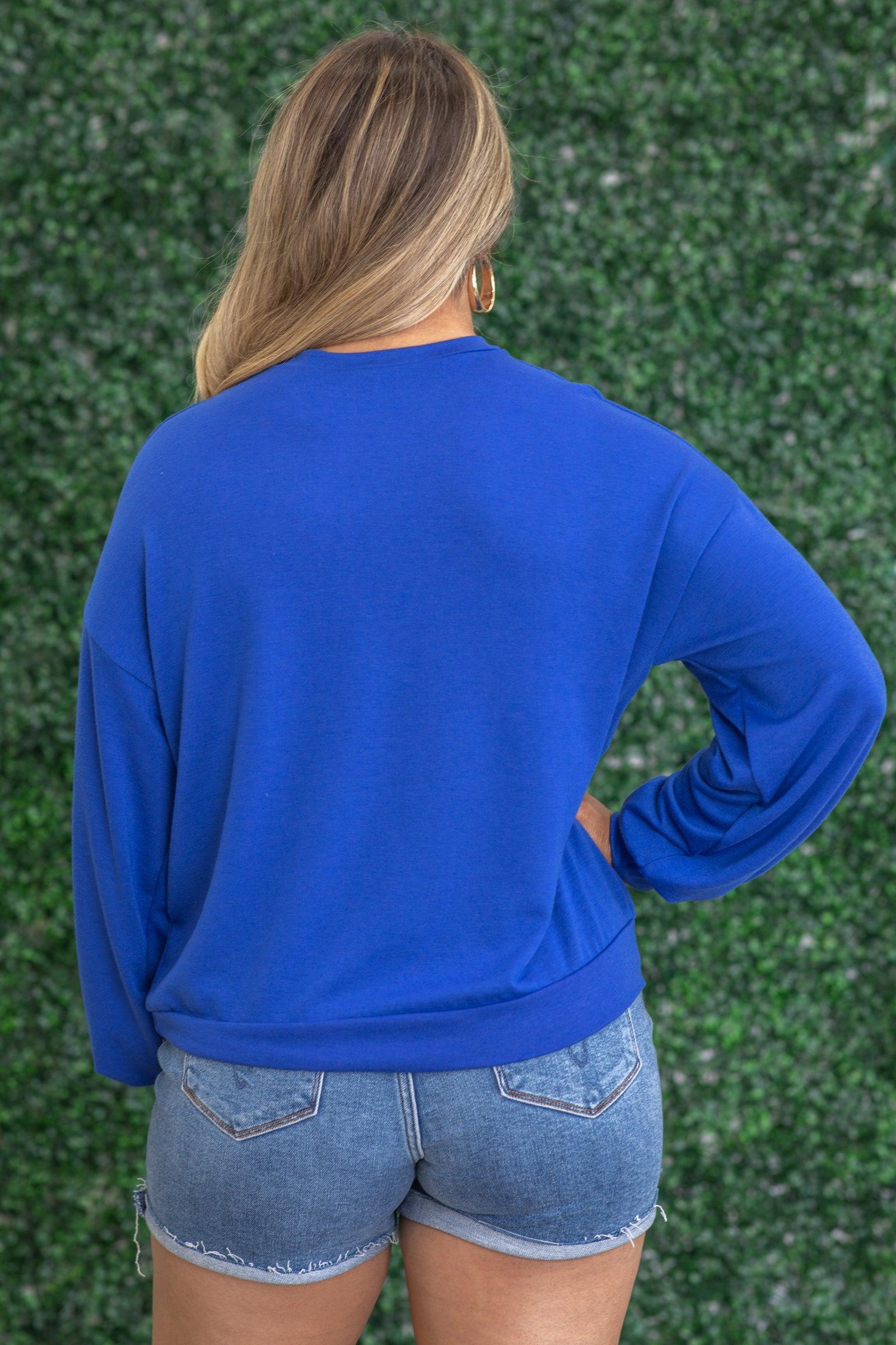 Royal Blue 1776 Graphic Long Sleeve Knit Top Product Image