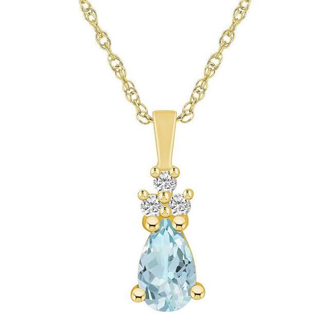 Alyson Layne 14k Gold Pear Shape Aquamarine & 1/10 Carat T.W. Diamond Pendant Necklace, Womens Product Image