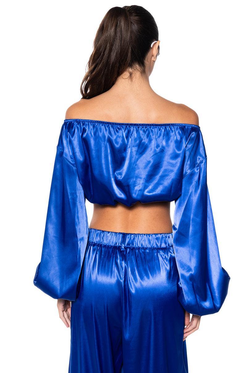 VIOLET DREAMS OFF SHOULDER POCKET DETAIL CROP TOP Product Image