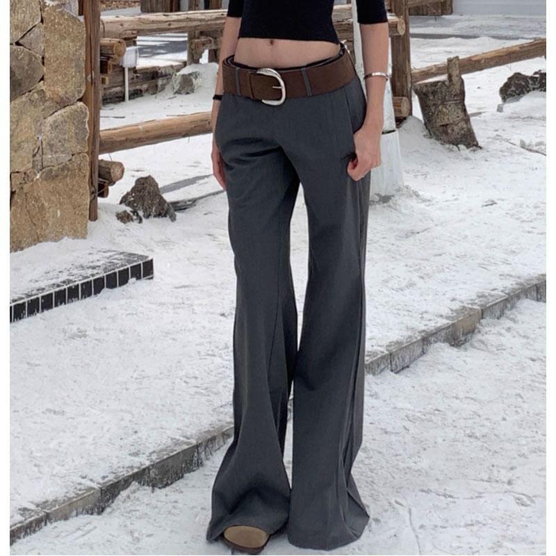 Low Waist Plain Loose Fit Dress Pants Product Image