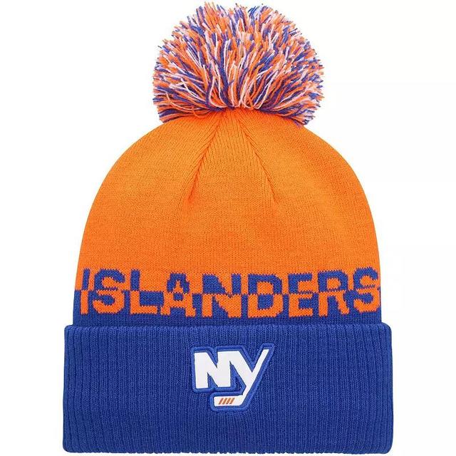 Mens adidas Orange/Royal New York Islanders COLD.RDY Cuffed Knit Hat with Pom Product Image