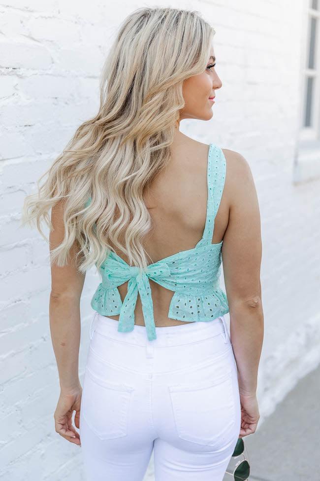 TTYL Mint Eyelet Tie Back Tank FINAL SALE Product Image