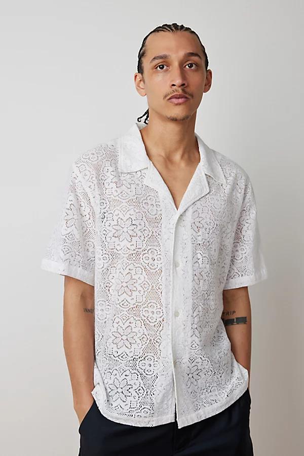 Raga Man Chetan Lace Short Sleeve Button-Down Shirt Top Mens at Urban Outfitters Product Image