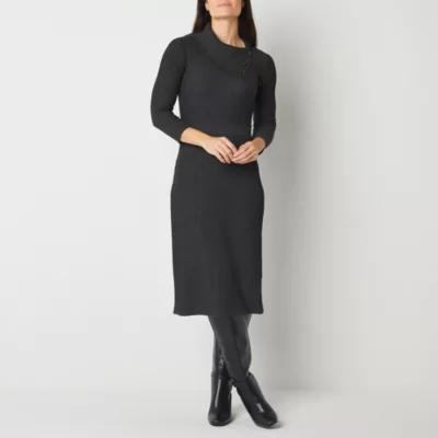 Studio 1 Womens 3/4 Sleeve Midi Sweater Dress Product Image