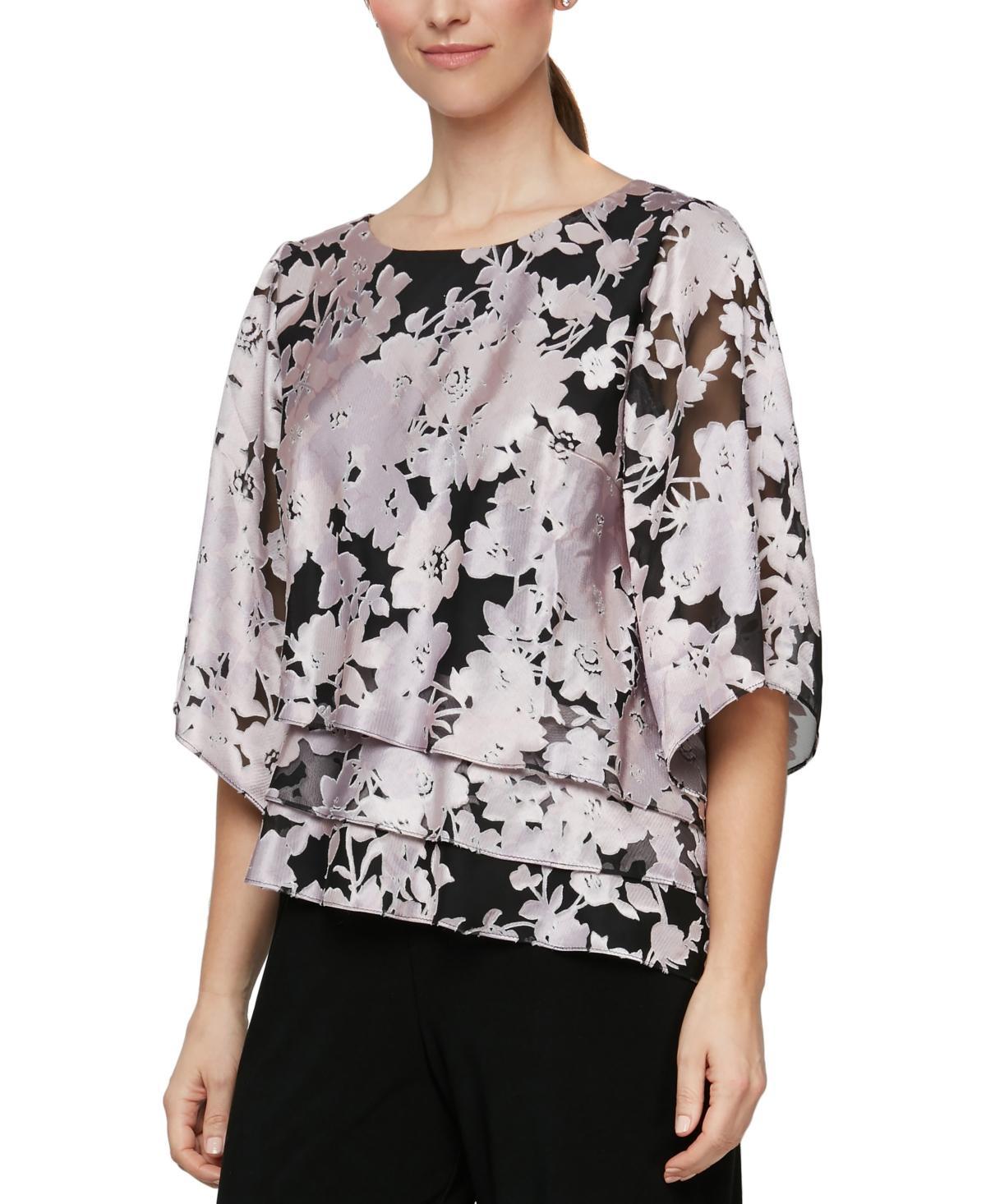 Alex Evenings Womens Floral-Print Tiered Top Product Image