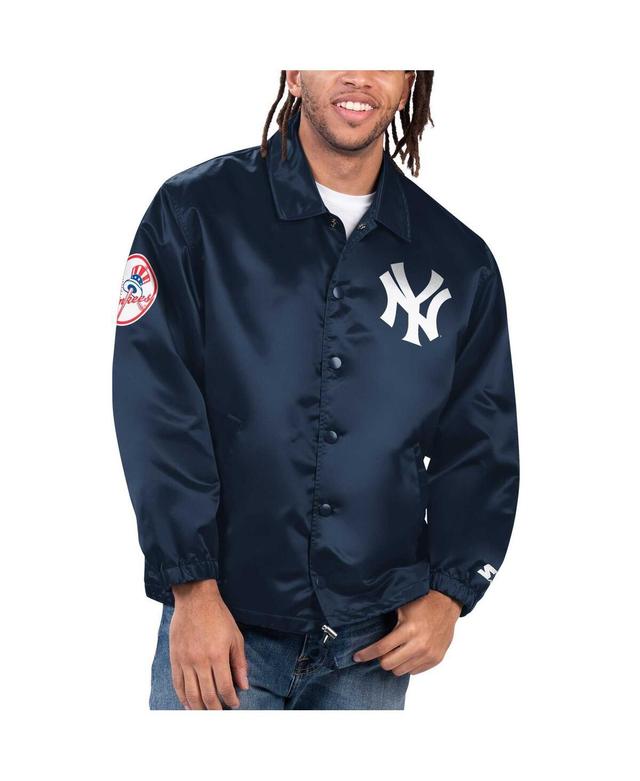 Mens Starter New York Yankees Option Route Satin Full-Snap Jacket Blue Product Image