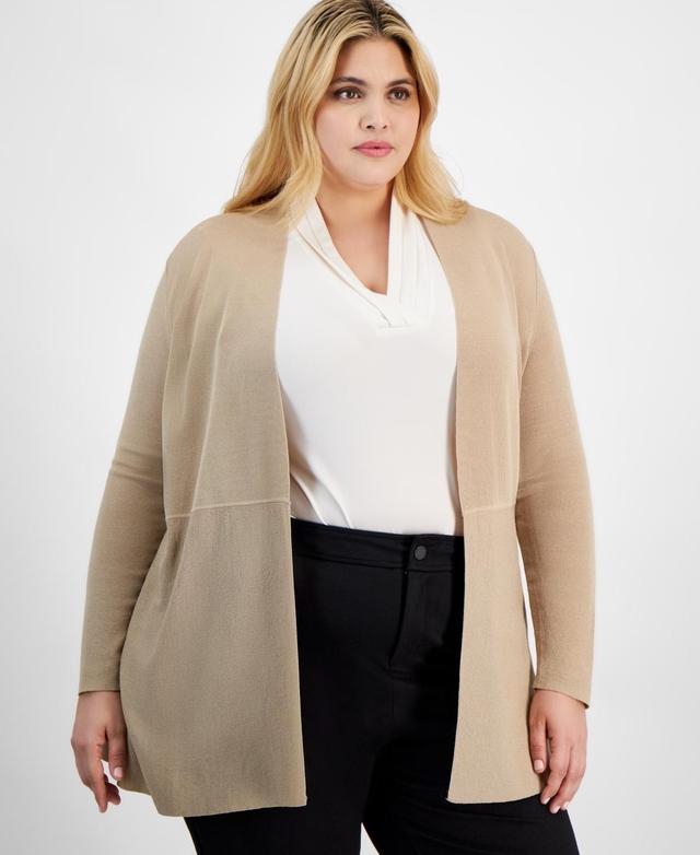 Anne Klein Plus Size Monterey Open-Front Cardigan Product Image