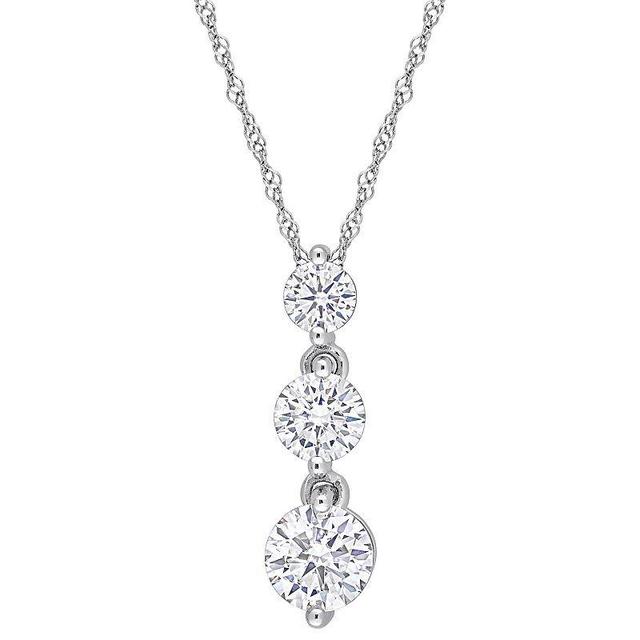 Stella Grace Sterling Silver 1 2/5 Carat T.W. Lab-Created Moissanite Graduated 3-Stone Pendant Necklace, Womens Product Image