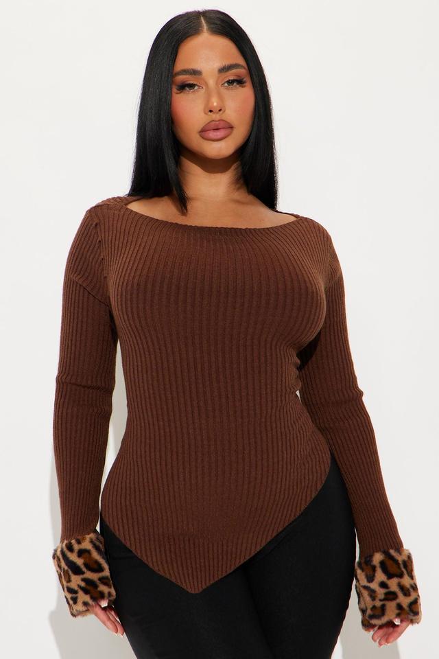 Simple But Chic Faux Fur Sweater - Brown/combo Product Image